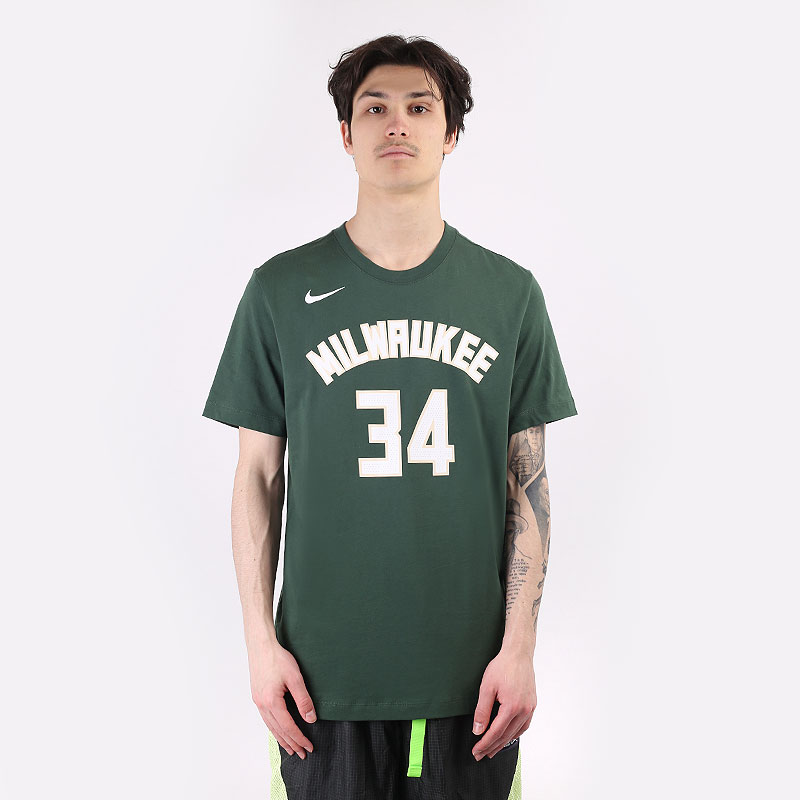 мужская зеленая футболка Nike NBA Giannis Antetokounmpo Bucks Tee CV8534-326 - цена, описание, фото 3